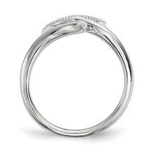 Sterling Silver Rhodium-Plated CZ Adjustable Fingernail Ring