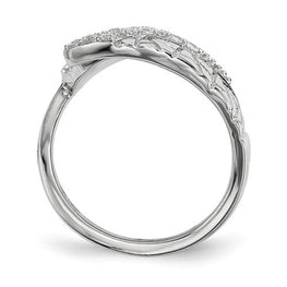 Sterling Silver Rhodium-Plated CZ Adjustable Fingernail Ring