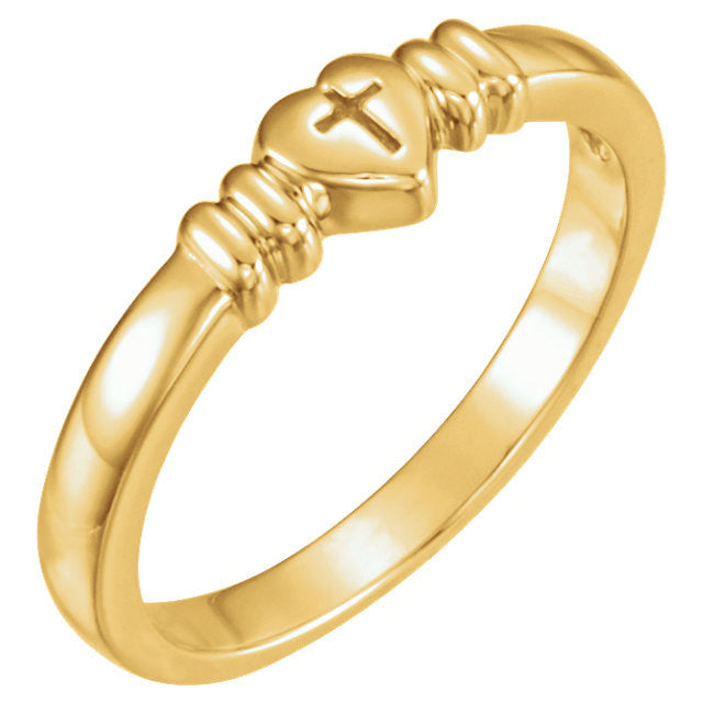 14K X1 White Heart with Cross Chastity Ring Size 7