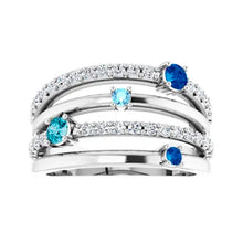 Sterling Silver Natural Blue Multi-Gemstone & 1/2 CTW Diamond Ring