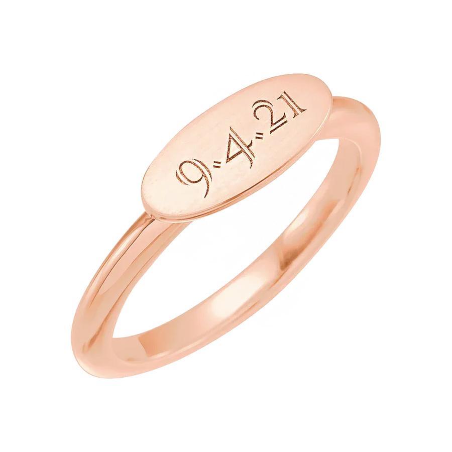 14K Rose Gold 13x5.5 mm Oval Signet Ring