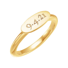 14K Yellow Gold 13x5.5 mm Oval Signet Ring