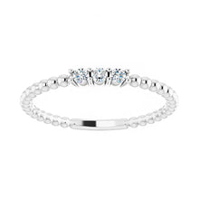 14K White 1/10 CTW Diamond Beaded Ring