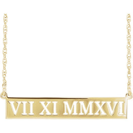 14K Yellow Gold Roman Date Necklace