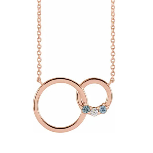 14K Rose Gold 1-5 Stone Family Circle 18" Necklace