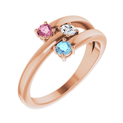 14K Rose Gold 1-4-Stone Family Ring