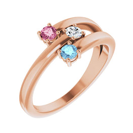 14K Rose Gold 1-4-Stone Family Ring