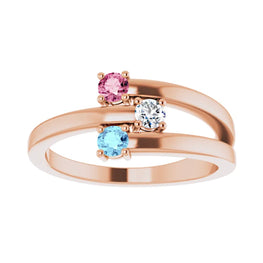 14K Rose Gold 1-4-Stone Family Ring