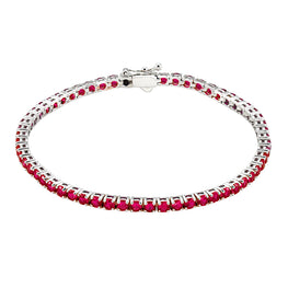 14K White Lab-Grown Ruby Line 7.25" Bracelet