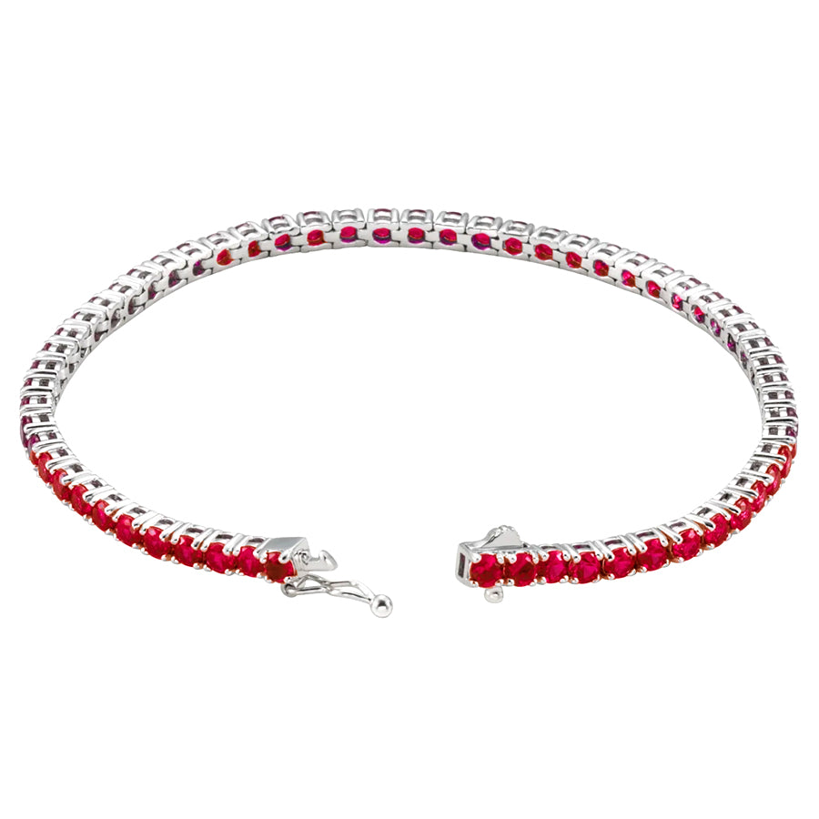 14K White Lab-Grown Ruby Line 7.25" Bracelet