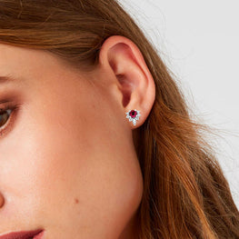 14K Gold Natural Ruby & Diamond Earrings