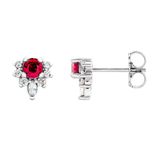 14K Gold Natural Ruby & Diamond Earrings
