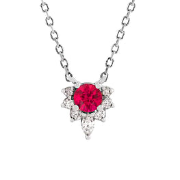 14K Gold Natural Ruby & Diamond 18" Necklace
