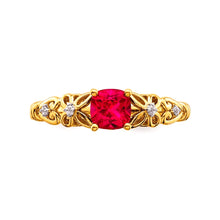 14k Gold Polished Natural Ruby & Diamond Ring