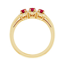 14K Yellow Gold Lab Grown Ruby & 1/6 CTW Natural Diamond Ring