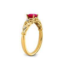 14k Gold Polished Natural Ruby & Diamond Ring
