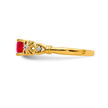 14k Gold Polished Natural Ruby & Diamond Ring