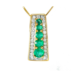 14k yellow gold emerald and diamond pendant