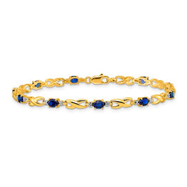 10K Gold Diamond & Oval Sapphire Bracelet