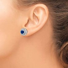 14K White Gold Lab Grown Diamonds & Sapphire Earrings