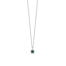 10K White Gold Lab Grown Diamond & Emerald Necklace
