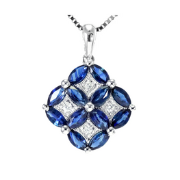 14k white gold sapphire and diamond pendant