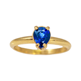 SPECIAL ORDER -  14K Yellow Gold Teardrop Sapphire Ring