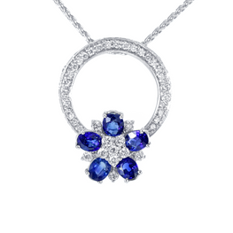 18k white gold sapphire and diamond necklace