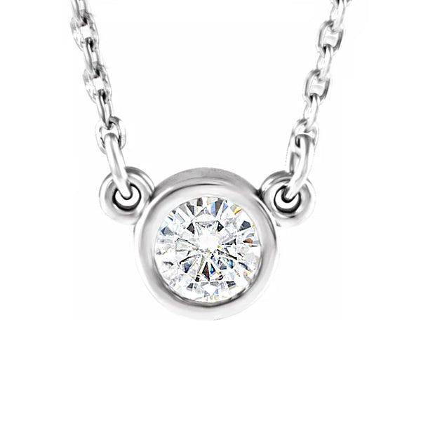 14K Yellow 4 mm Solitaire Moissanite Necklace