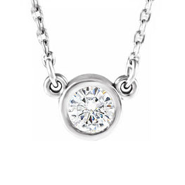 14K White Gold 4 mm Solitaire Moissanite Necklace