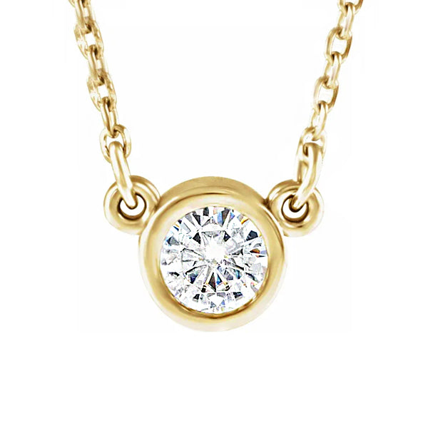 14K Yellow 4 mm Solitaire Moissanite Necklace