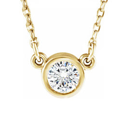 14K Yellow Gold 4 mm Solitaire Moissanite Necklace