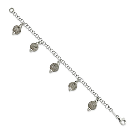 Sterling Silver Fancy Dangling Bead Bracelet