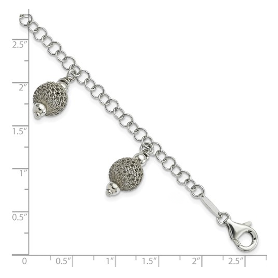 Sterling Silver Fancy Dangling Bead Bracelet