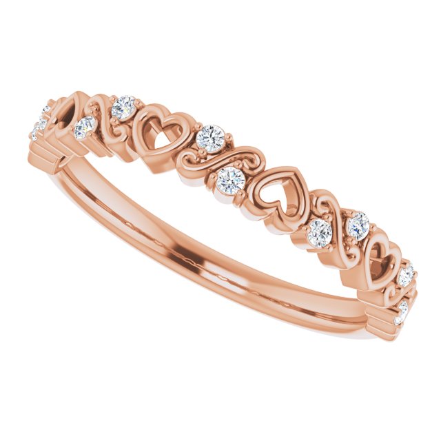 Rose Gold Heart Diamond Anniversary Band