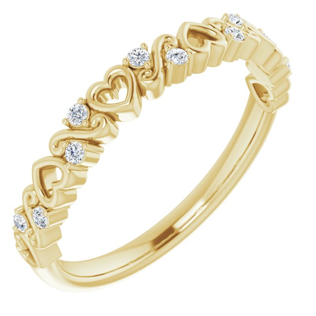 Yellow Gold Heart Diamond Anniversary Band