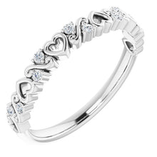 14K White Gold Heart Diamond Anniversary Band