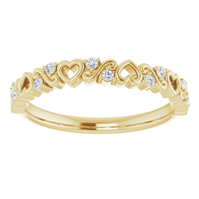 Yellow Gold Heart Diamond Anniversary Band