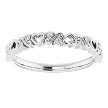 14K White Gold Heart Diamond Anniversary Band