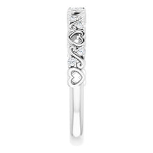 14K White Gold Heart Diamond Anniversary Band