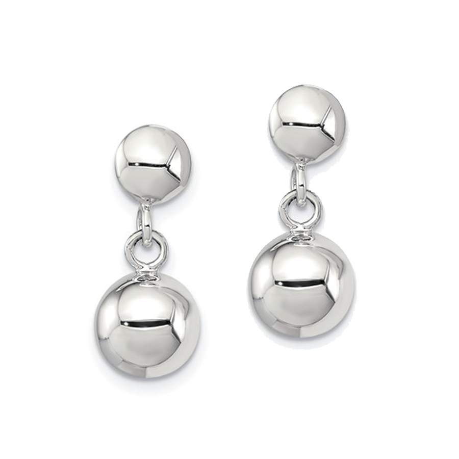 Sterling Silver 8mm Dangle Ball Post Earrings