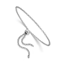 Sterling Silver Rhodium-plated Cross Adjustable Bracelet