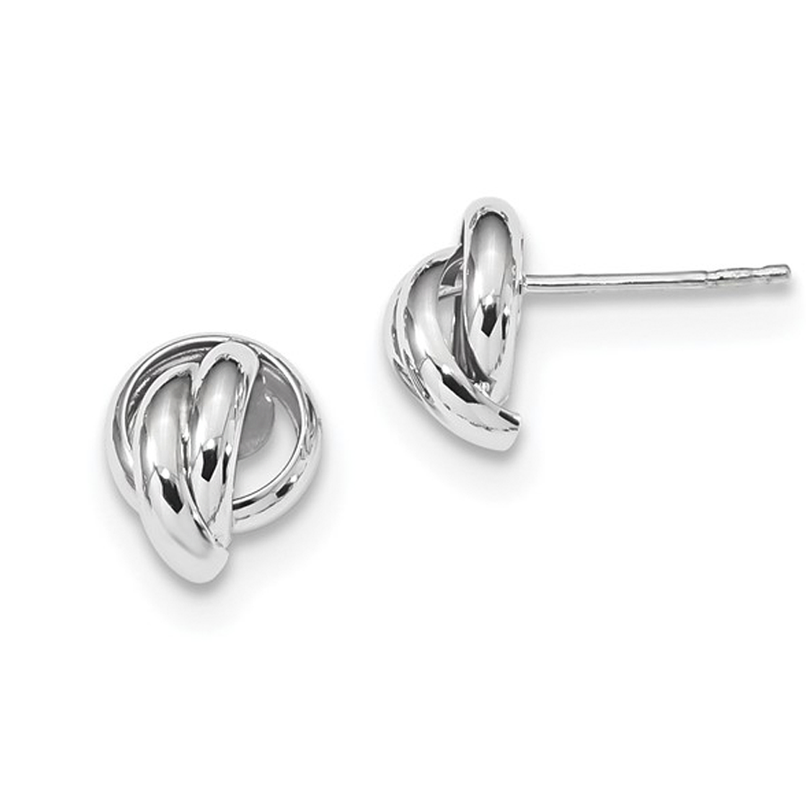 14K White Gold Love Knot Post Earrings