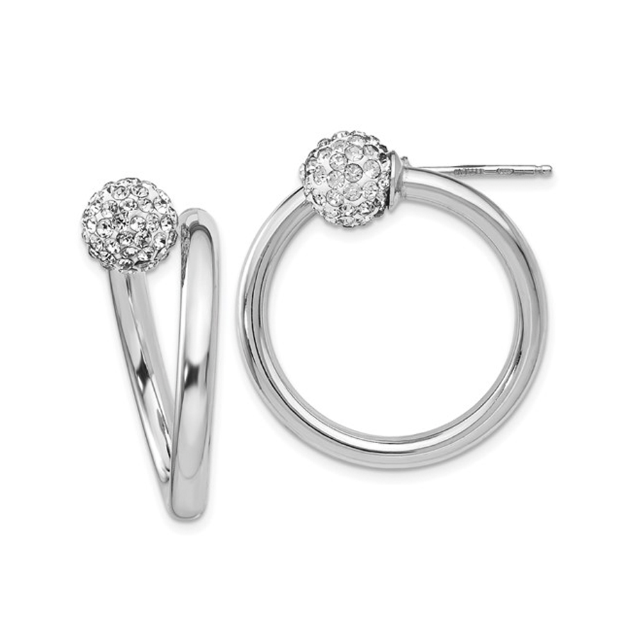 Sterling Silver Crystal Twisted Hoop Earrings