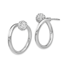 Sterling Silver Crystal Twisted Hoop Earrings