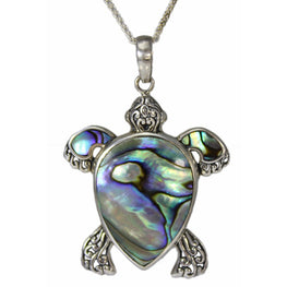 Filigree Sterling Silver and Abalone Turtle Pendant
