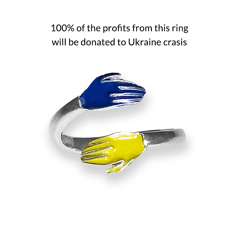 "Hug For Ukraine" Sterling Silver Ring