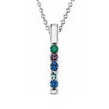 Sterling Silver 1-6 Stone Family Bar 16-18