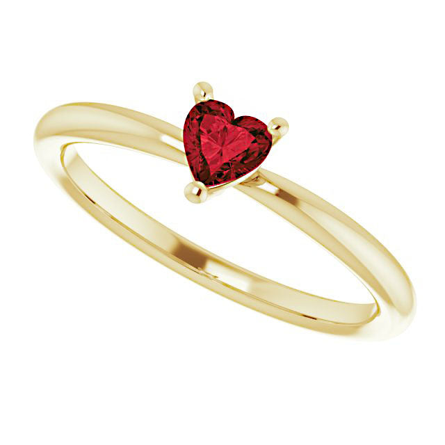 14K Yellow Gold Natural Mozambique Garnet Heart Ring