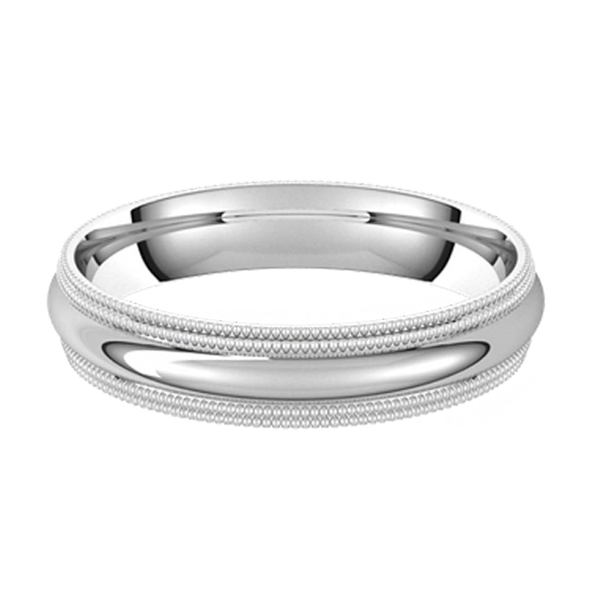 14K White Gold Double Milgrain Wedding Band